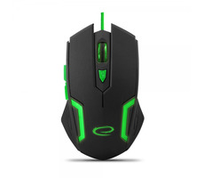 Esperanza EGM205G Fighter černo-zelená / herní optická myš / 2400 DPI / USB / 6 tlačítek + kolečko / LED / 1.5 m