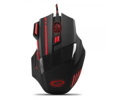 Esperanza EGM201R Wolf černo-červená / herní optická myš / 2400 DPI / USB / 7 tlačítek + kolečko / LED / 1.5 m