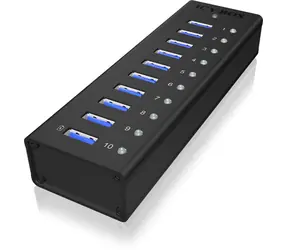 Icy Box IB-AC6110 USB Hub černá / 10x USB 3.0 / s USB nabíjením