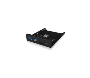 Icy Box IB-HUB1417-i3 černá / čtečka paměťových karet SD & microSD do 3.5" pozice / USB Hub / 2x USB / USB-C