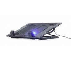 Gembird NBS-1F17T-01 chladicí podložka pod notebook 17" černá / 1x LED ventilátor / nastavitelná výška a sklon