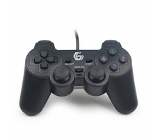 Gembird JPD-UDV-01 PC USB gamepad černá / duální vibrace / 4-way D-pad / 10 tlačítek / kabel 1.8m