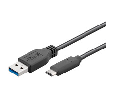 PremiumCord propojovací USB 3.0 kabel s konektory USB-C - USB-A černý 50cm