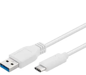PremiumCord propojovací USB 3.0 kabel s konektory USB-C - USB-A bílý 1m