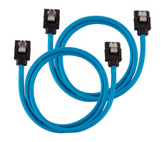 Corsair Premium Sleeved SATA 6Gbps kabel rovný 60cm modrá (2ks)