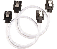 Corsair Premium Sleeved SATA 6Gbps kabel rovný 30cm bílá (2ks)