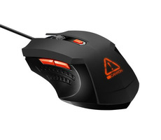 CANYON Star Rider černá-oranžová / Herní optická myš / 3200 DPI / 6 tlačítek / RGB podsvícení / USB / 1.65 m