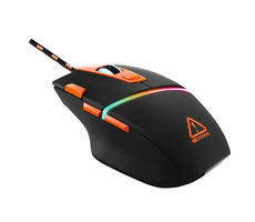 CANYON Sulaco černá-oranžová / Herní optická myš / 4200 DPI / 7 tlačítek / RGB podsvícení / USB / 1.65 m