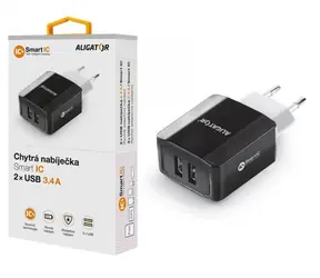 Aligator Chytrá síťová nabíječka 3.4A černá/ 2xUSB / smart IC / doprodej