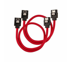 Corsair Premium Sleeved SATA 6Gbps kabel rovný 30cm červená (2ks)