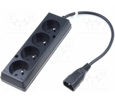 OEM Napájecí redukce 230V k UPS - 1x IEC C14 na 4x CEE 7 5 (FR / CZ) / max.10A / délka 30 cm