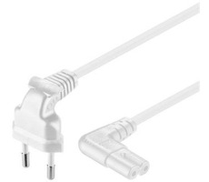 PremiumCord Kabel síťový 230V k magnetofonu se zahnutými konektory 2m bílá