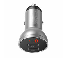 Baseus CCBX-0S USB nabíječka do auta / LED displej / 5V / 2.4A / 2x USB-A / do autozapalovače