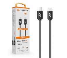 Aligator Datový kabel POWER 3A USB-C - microUSB 1m černá
