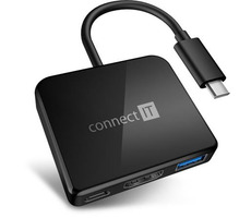 CONNECT IT USB-C hub 3v1 černá / USB / USB-C / HDMI
