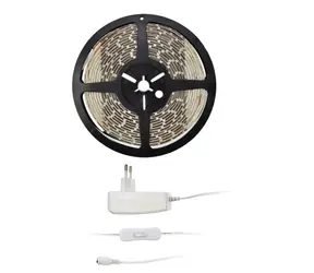 Solight WM50-65T LED světelný pás s testrem / 5m /  sada s 12V adaptérem / 4.8W-m / IP65 / studená bílá