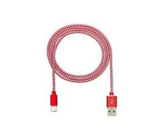 CUBE1 nylon datový kabel USB - USB-C / 2m / červená