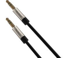 YENKEE YCA 402 BSR  Stereo audio AUX kroucený kabel s 3.5 mm konektorem jack / 2x 3.5 mm jack M-M / 1.8m