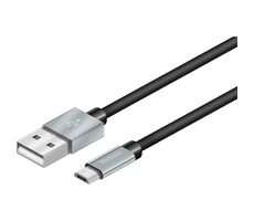 YENKEE YCU 222 kabel USB-A na micro USB černo-stříbrná / M-M / délka 2m / 2.1 A