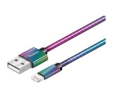 YENKEE YCU 651 USB 2.0 na Lightning kabel duhová / délka 1m / ocelový oplet kabelu / 2.4A