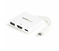 StarTech Multiport video adaptér USB-C na HDMI 2.0 & USB-A & PowerDelivery 60W bílá / 4K 30Hz / Thunderbolt 3