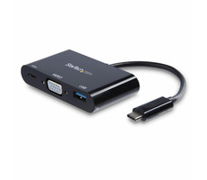 StarTech Multiport video adaptér USB-C na VGA & USB-A & PowerDelivery 60W černá / 2048 x 1280p / 60Hz / Thunderbolt 3