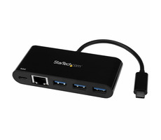 StarTech USB-A Hub 3 porty černá / napájení 60W / 3x USB-A / 1x USB-C / 1x RJ-45