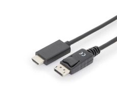 Digitus kabelový adaptér DisplayPort DP - HDMI typu A M - M 1.0 m / s blokováním  DP 1.2 HDMI 2.0 / 4K / 60Hz / CE / bl