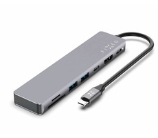 FIXED HUB Card 7-portový hliníkový USB-C hub pro notebooky a tablety / šedá