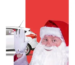 ThumbsUp! Ride With Santa / odnímatelná samolepka na okno automobilu