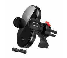 USAMS CD131 Automatic Coil Držák do Auta vč. Bezdrátového nabíjení 15W černá