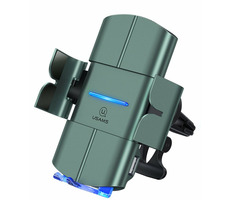 USAMS CD132 Automatic Coil Air Con. Držák do Auta vč. Bezdrátového nabíjení 15W černá