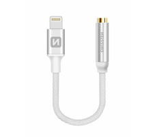 SWISSTEN TEXTILE Audioadaptér Lightning - 3.5mm jack 0.15m stříbrná
