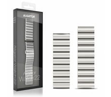 Aligator Kovový řemínek 22mm stříbrná