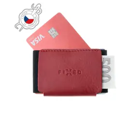 FIXED Tiny Wallet Kožená peněženka z pravé hovězí kůže červená