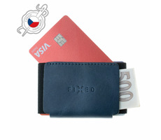 FIXED Tiny Wallet Kožená peněženka z pravé hovězí kůže modrá