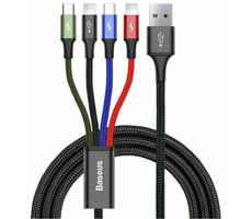 Baseus CA1T4-A01 Fast 4in1 černá / Kabel 2x Lightning / USB-C / MicroUSB 3.5A / 1.2m