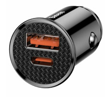 Baseus CCALL-YS01 Circular nabíječka do auta černá / 30W / 1x USB-A + 1x USB-C / 5A