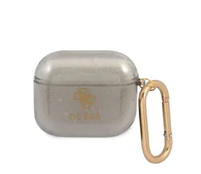 GUESS 4G TPU Glitter Pouzdro pro Apple Airpods 3 černá