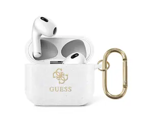 GUESS 4G TPU Glitter Pouzdro pro Apple Airpods 3 transparentní