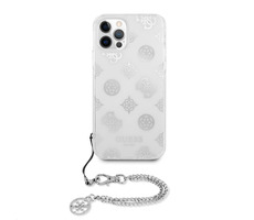 GUESS PC Chain Peony Zadní Kryt pro Apple iPhone 12 Pro Max stříbrná