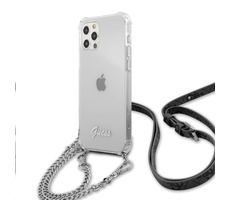 GUESS PC Silver 4G Chain and Script Zadní Kryt pro Apple iPhone 12 Pro Max transparentní