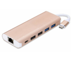 PremiumCord USB3.1 Gigabit RJ45 adapter / hub 4x USB2.0 samice / 1x PD