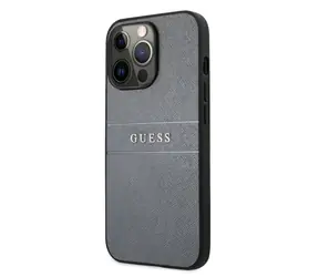 Guess PU Leather Saffiano Zadní Kryt pro Apple iPhone 13 Pro šedá