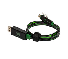 RealPower USB kabel 2v1 USB 2.0 USB-A - Micro-B & Lightning 75 cm LED zelená