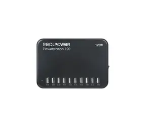 RealPower Powerstation 10 černá / nabíjecí adaptér pro 10 zařízení / 120W
