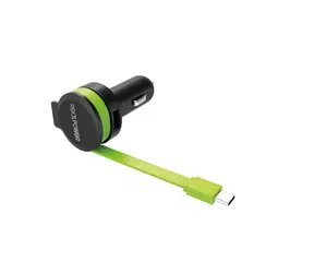 RealPower 257636 C USB nabíječka s kabelem do auta černá / 2x USB/ 2400 mA