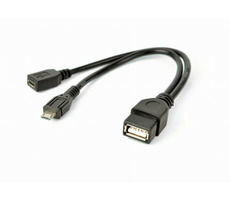 Gembird OTG adaptér Micro USB (M) - USB-A (F) černá / 1x Micro USB (M) / 1x USB-A (F) / 1x Micro USB (F)