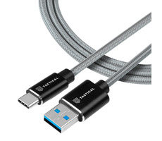 Tactical Fast Rope Aramid Cable USB-A - USB-C 2m šedá