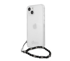 GUESS PC Script and Black Pearls Zadní Kryt pro Apple iPhone 13 mini transparentní
